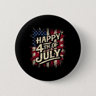 Bóton Redondo 5.08cm Feliz 4 de Julho Patriótico Bandeira Aamericana 4 