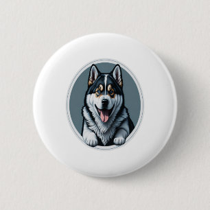 Bóton Redondo 5.08cm feliz Alaskan Malamute Puppy