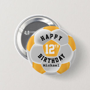 Bóton Redondo 5.08cm Feliz aniversário de 10 anos - Bola de Futebol Am