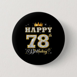 Bóton Redondo 5.08cm Feliz Aniversário de 78 anos 78 Anos de Idade Mulh