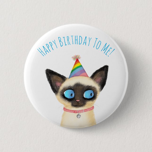 Bóton Redondo 5.08cm Feliz aniversário para mim, crachá. (Frente)