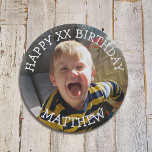 Bóton Redondo 5.08cm Feliz Aniversário Personalizado Nome e Idade<br><div class="desc">Personalize este botão de aniversário adicionando a imagem,  o nome e a idade de aniversário do seu filho a este botão na área personalizada.</div>