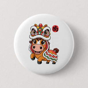 Bóton Redondo 5.08cm Feliz Ano Novo Chinês 2026 Ano do Cavalo Drag