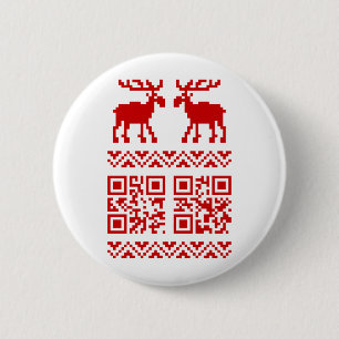 Bóton Redondo 5.08cm Feliz ano novo de Código QR do Sweater de Natal F