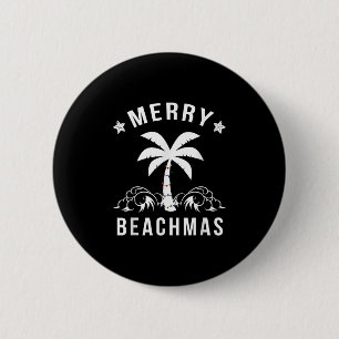 Bóton Redondo 5.08cm Feliz Beachmas Palm Tree Natal