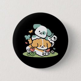 Bóton Redondo 5.08cm Feliz Cachorro A Cair Em Maio - Arte Canina Kawaii