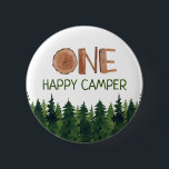 Bóton Redondo 5.08cm Feliz Camper Watercolor Wooden Um Russo<br><div class="desc">Botão ajustável do acampador de cor russa um camper feliz</div>