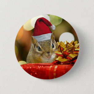 Bóton Redondo 5.08cm Feliz Chipmunk Feliz Natal