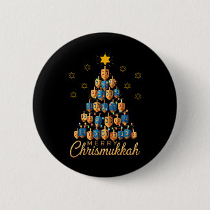 Bóton Redondo 5.08cm Feliz Chrismukkah Happy Chanukkah Dreidel Christma