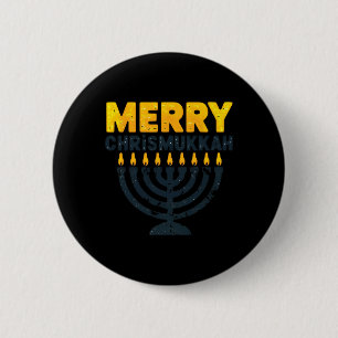 Bóton Redondo 5.08cm Feliz Chrismukkah Natal Hanukkah Chanukiah Gif