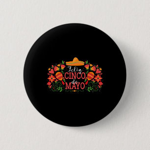 Bóton Redondo 5.08cm Feliz Cinco De Mayo Com Mães De Violão Cactus Somb