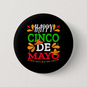 Bóton Redondo 5.08cm Feliz Cinco De Mayo Festa Mexicana 5 De Mayo Homen