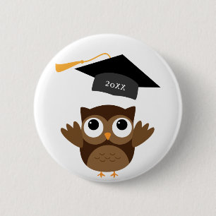Bóton Redondo 5.08cm Feliz Coruja Fofa   Turma Personalizada de Graduaç