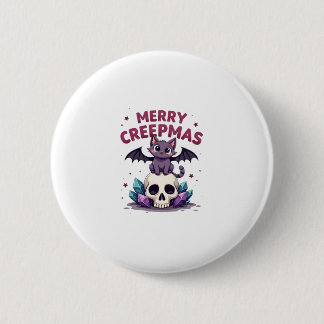Bóton Redondo 5.08cm Feliz Creepmas Gato Pastel Goth Natal Caveira T-S