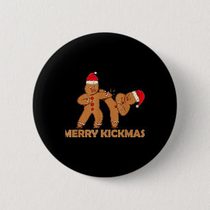 Bóton Redondo 5.08cm Feliz de pão de gengibre Kickmas Funny Karate Papa