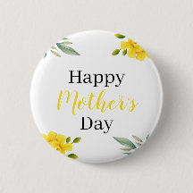 Feliz Dia das Mães Floral Amarelo e Folhas