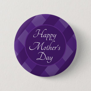 Bóton Redondo 5.08cm Feliz Dia das Mães Tons de Roxo Listras Simples