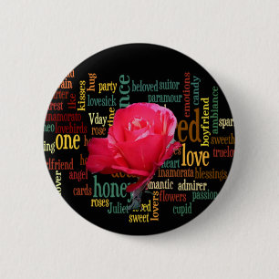 Bóton Redondo 5.08cm Feliz dia de os namorados com Rosas vermelhas Eleg