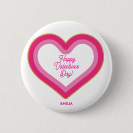 Bóton Redondo 5.08cm Feliz dia de os namorados - Coração Cor-de-Rosa Qu