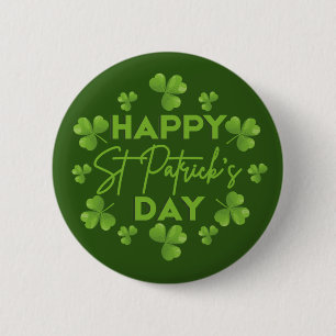 Bóton Redondo 5.08cm Feliz Dia de São Patrício, irlandês Colorido Shamr