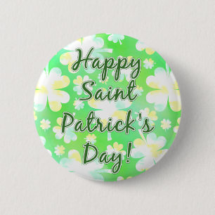 Bóton Redondo 5.08cm Feliz Dia de São Patrício Shamrocks Retro Waterc
