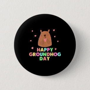 Bóton Redondo 5.08cm Feliz Dia do Groundhog Engraçado Fofinho Animal L