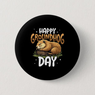 Bóton Redondo 5.08cm Feliz Dia do Groundhog Fofinho e Divertido Groundh
