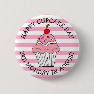 Bóton Redondo 5.08cm Feliz Feriado de Comida do Dia do Cupcake de agost