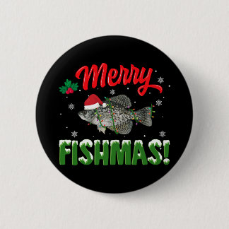 Bóton Redondo 5.08cm Feliz Fishmas Natal Amante de peixes