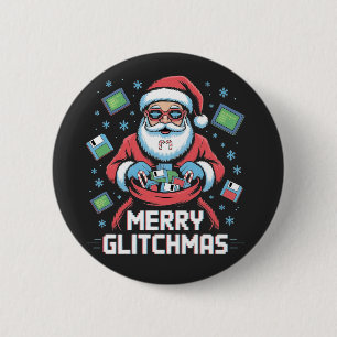 Bóton Redondo 5.08cm Feliz Glitchmas Coding Programmer Papais noeis Nat