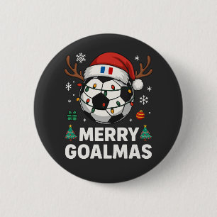 Bóton Redondo 5.08cm Feliz Goalmas França - Futebol Natal Divertido