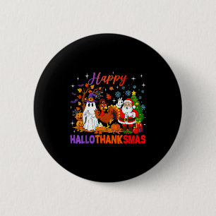 Bóton Redondo 5.08cm Feliz Hallothanksmas Dia das Bruxas Ação de Graças