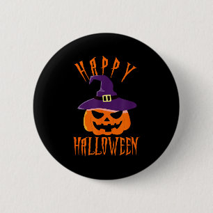 Bóton Redondo 5.08cm Feliz Halloween abóbora bruxa chapéu travessura ou