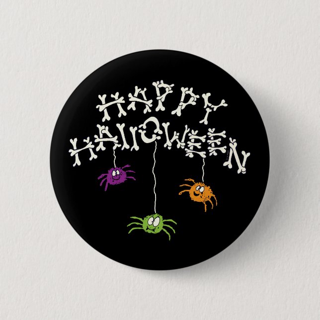 Bóton Redondo 5.08cm Feliz Halloween Bones (Frente)