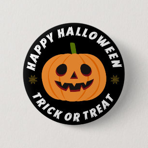 Bóton Redondo 5.08cm Feliz Halloween Truque ou Travessura Abóbora Preta
