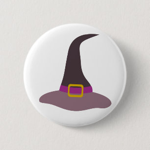 Bóton Redondo 5.08cm Feliz Halloween Witch Hat