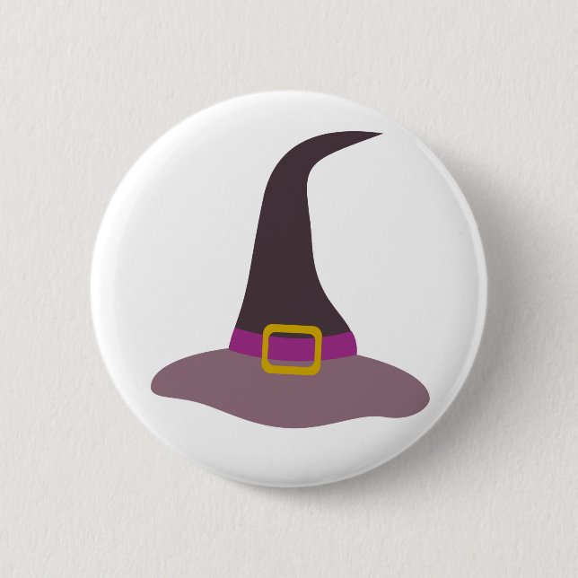 Bóton Redondo 5.08cm Feliz Halloween Witch Hat (Frente)