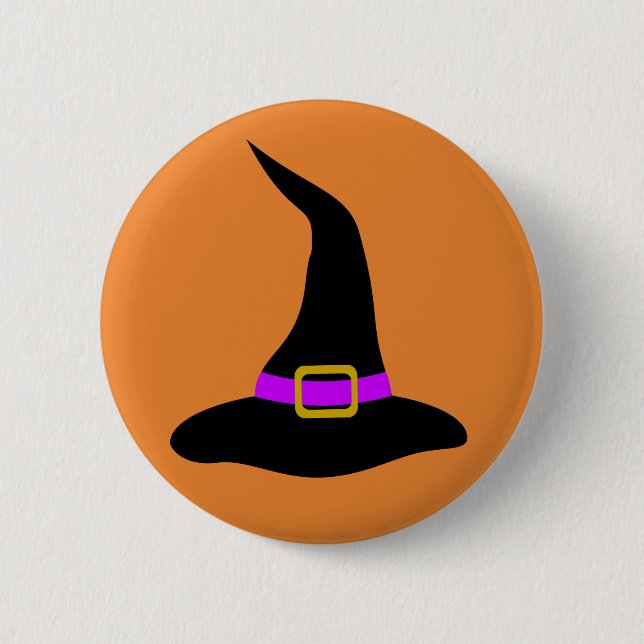 Bóton Redondo 5.08cm Feliz Halloween Witch Hat (Frente)