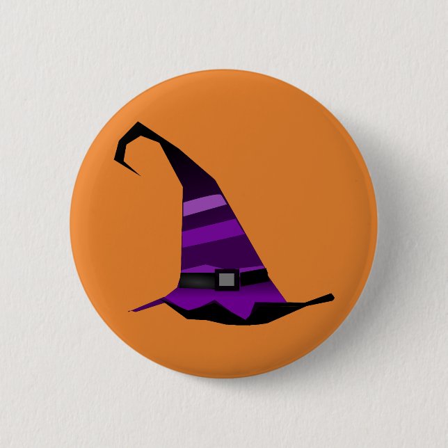Bóton Redondo 5.08cm Feliz Halloween Witch Hat (Frente)