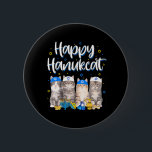 Bóton Redondo 5.08cm Feliz Hanukcat Chanukah, dono de gato judeu feio<br><div class="desc">Feliz Hanukcat Chanukah,  dono de gato judeu feio</div>