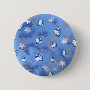 Bóton Redondo 5.08cm Feliz Hanukkah Falling Star e Dreidels