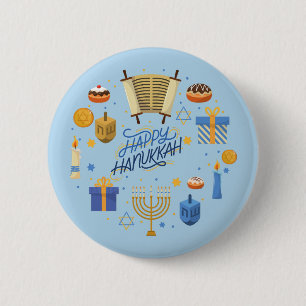 Bóton Redondo 5.08cm Feliz Hanukkah Fofo