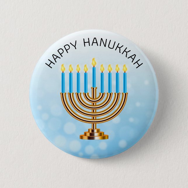 Bóton Redondo 5.08cm Feliz Hanukkah Menorah (Frente)