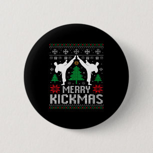 Bóton Redondo 5.08cm Feliz Kickmas Caratê Jiu Jitsu Natal Feio