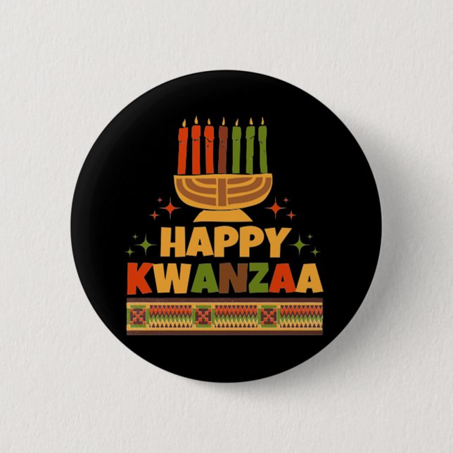 Bóton Redondo 5.08cm Feliz Kwanzaa (Frente)