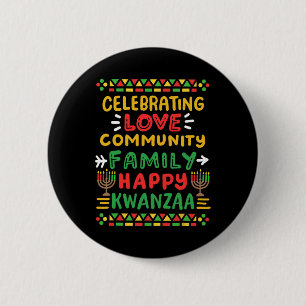 Bóton Redondo 5.08cm Feliz Kwanzaa Celebrando Homens Da Família Da Comu