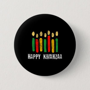 Bóton Redondo 5.08cm Feliz Kwanzaa Kinara Sete Velas Princípios De K