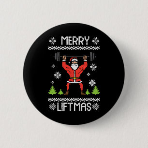 Bóton Redondo 5.08cm Feliz Liftmas Feia Natal Exato Corpo de Gym