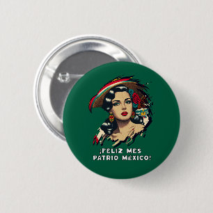 Bóton Redondo 5.08cm Feliz Mes Patrio México Independência Mexicana
