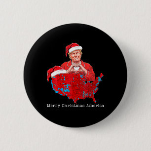 Bóton Redondo 5.08cm Feliz Natal América Donald Trump Cobertura Xmas